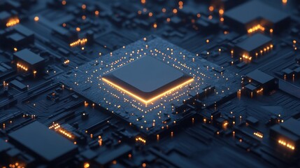 Aufkleber - Illuminated Central Processing Unit On Circuit Board