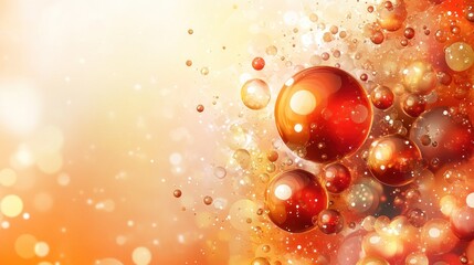 Poster - Abstract Orange Bubbles Floating In Light