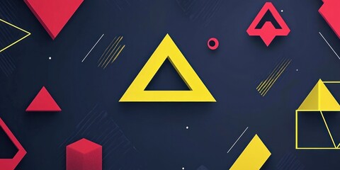 Poster - Abstract Geometric Shapes Design Featuring Yellow and Red Triangles