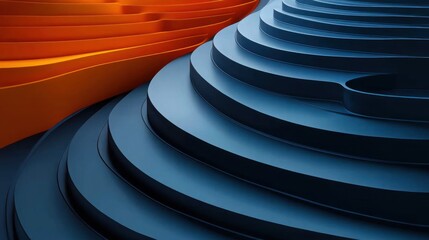 Poster - Abstract Blue and Orange Curving Layers Design
