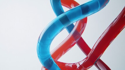 Poster - Abstract Intertwined Red and Blue Liquid Forms