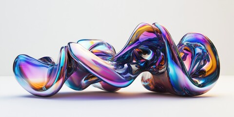 Poster - Abstract iridescent sculpture swirling in vibrant colors