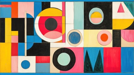 Poster - Abstract Geometric Composition With Vivid Colors And Shapes
