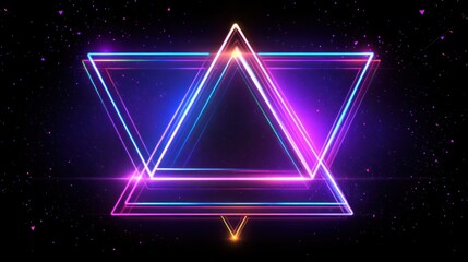Aufkleber - Neon Triangles Glowing Brightly In Space