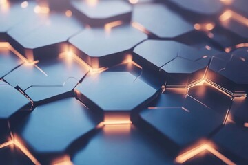 Fototapete - Abstract Hexagonal Pattern With Glowing Edges