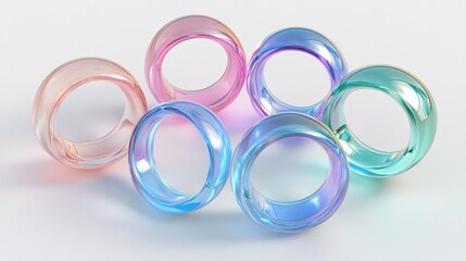 Poster - Pastel Colored Glass Rings Arranged In A Group