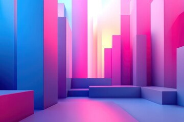 Aufkleber - abstract neon colored geometric shapes background