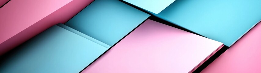 Wall Mural - Abstract Pastel Pink and Blue Geometric Shapes