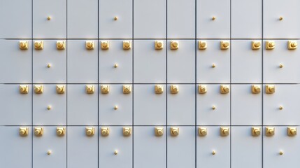Poster - Gold Knobs Adorn White Square Tile Wall