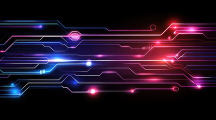 Aufkleber - Abstract Neon Circuit Lines Digital Technology Design