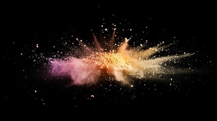 Wall Mural - Colorful Powder Explosion Against Black Background