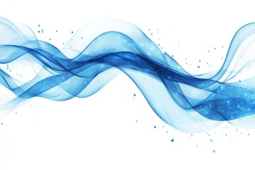 Poster - Abstract Blue Waves With Glimmering Particles Design