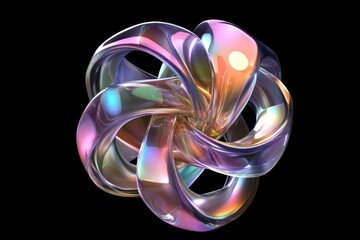 Sticker - Abstract iridescent glass sculpture swirling design