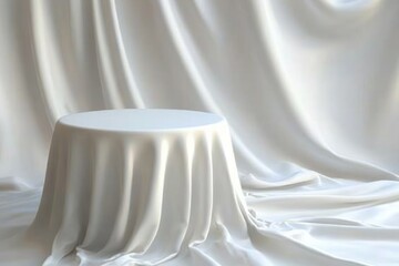 Poster - White Draped Table Cloth On Circular Table
