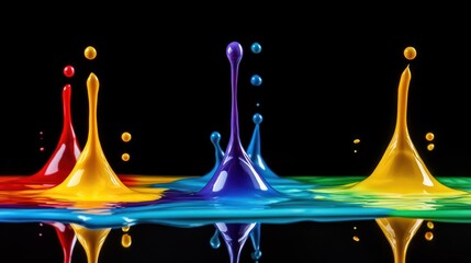 Aufkleber - Vibrant Color Paint Splashes Create Abstract Art