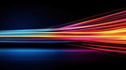 Poster - Colorful Motion Blur Light Trails on Black Background
