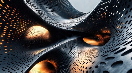 Aufkleber - Abstract Dark Metal Structure With Orange Illumination