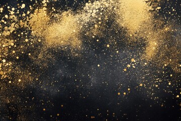Poster - Golden Glitter Splashes Across A Dark Background