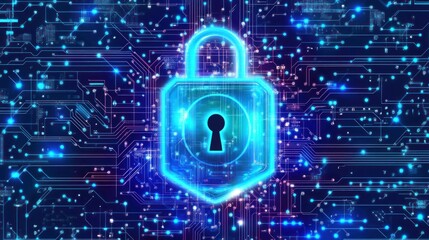Aufkleber - Digital Cybersecurity Padlock Network Protection System