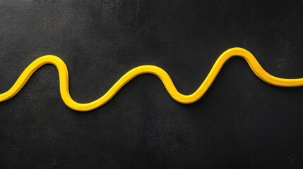 Poster - Yellow Wave Line on Black Textured Background