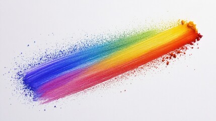 Wall Mural - Rainbow colored powder stroke on white background