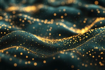 Poster - Abstract Gold Glitter Waves Dark Background