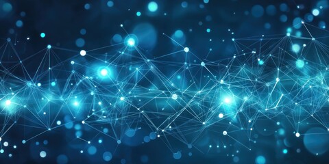 Aufkleber - Abstract Network Data Visualization Blue Lights