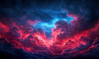 Poster - Fiery Red And Blue Cloudscape Celestial Artwork