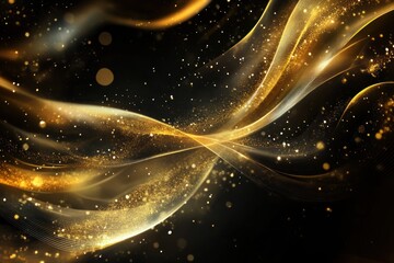 Poster - Golden Waves of Light and Sparkling Dust
