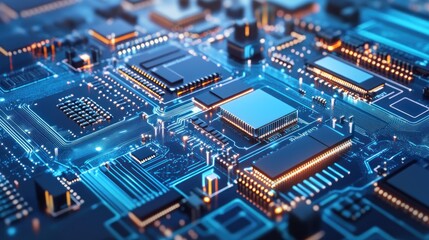 Sticker - Illuminated Circuit Board Showing Complex Microchip Technology