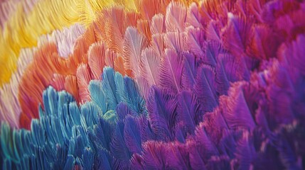 Poster - Vibrant Rainbow Hues Of Colorful Feathers Abstract Art