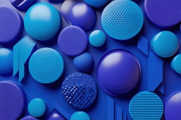 Aufkleber - Abstract Blue Circles and Geometric Shapes Composition
