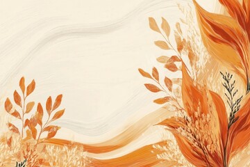 Poster - Abstract Autumnal Floral Design With Swirling Background