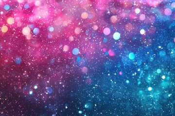 Poster - Abstract Pink and Blue Glitter Background Bokeh Lights