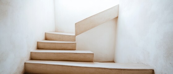 Poster - Minimalist Concrete Staircase Ascending Corner Wall