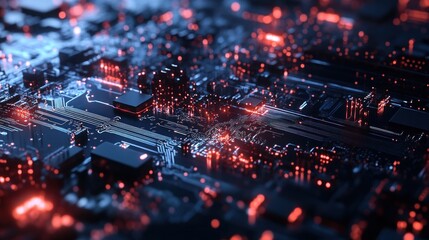 Poster - Illuminated Circuit Board Abstract Technology Design