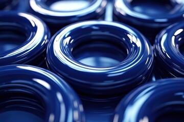 Aufkleber - Abstract Blue Rings Shiny Surface Design