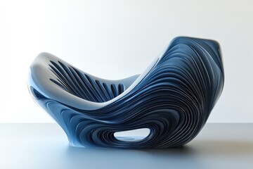 Aufkleber - Abstract Blue Sculptural Form Modern Art Design