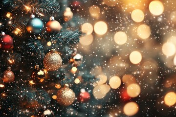 Poster - Decorated Christmas Tree With Ornaments and Lights