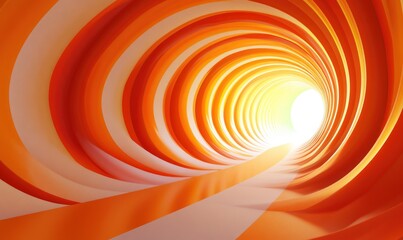 Poster - Abstract Orange Spiral Tunnel Leading to Light