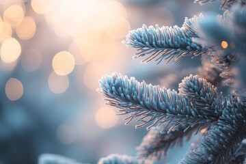 Poster - Frost Covered Pine Branches Winter Sunlight