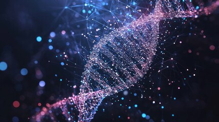 Aufkleber - Abstract Digital DNA with Blue and Pink Lights