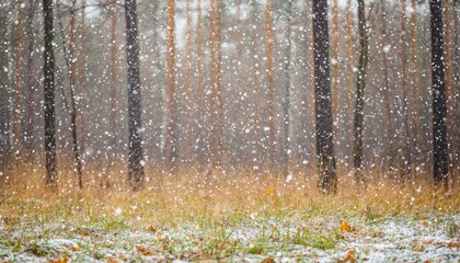 Poster - Snow Falling in a Blurred Forest