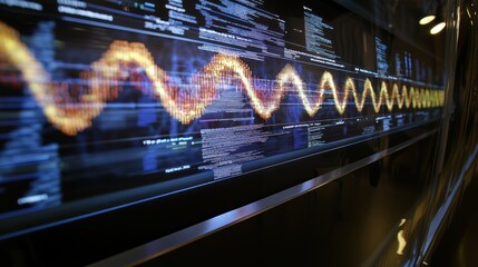 Poster - A Digital Wave Pattern Displayed on a Dark Screen