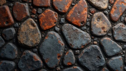 Wall Mural - A close up of a pile of rusty rocks on the ground