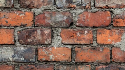 Poster - Worn red brick wall texture creating a seamless backdrop ideal for various design projects and artistic applications