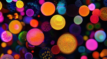 Poster - A Close-up of Vibrantly Colored Spheres with Intricate Patterns