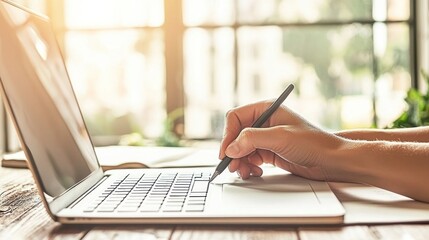 Aufkleber - Person signing a document on a laptop