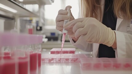 Aufkleber - Scientist Using Pipette to Transfer Liquid Into Wells of a Plate