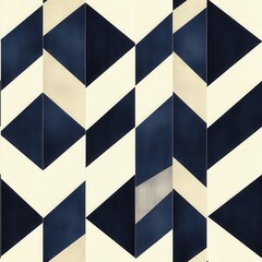 Aufkleber - A repeating pattern of blue and cream triangles arranged in a modern geometric design for contemporary interiors